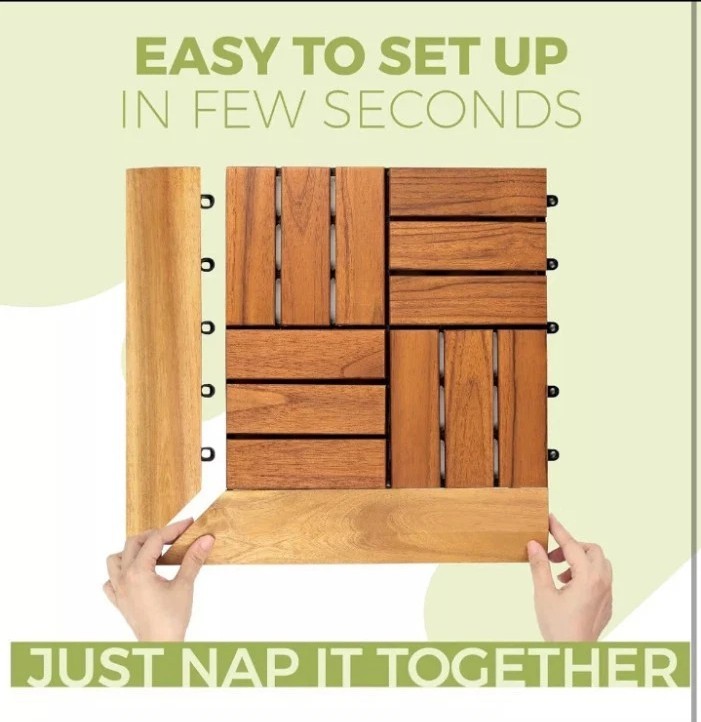 Floor Corner Trim 8-Pieces Interlocking Floor Solid Teak Wood