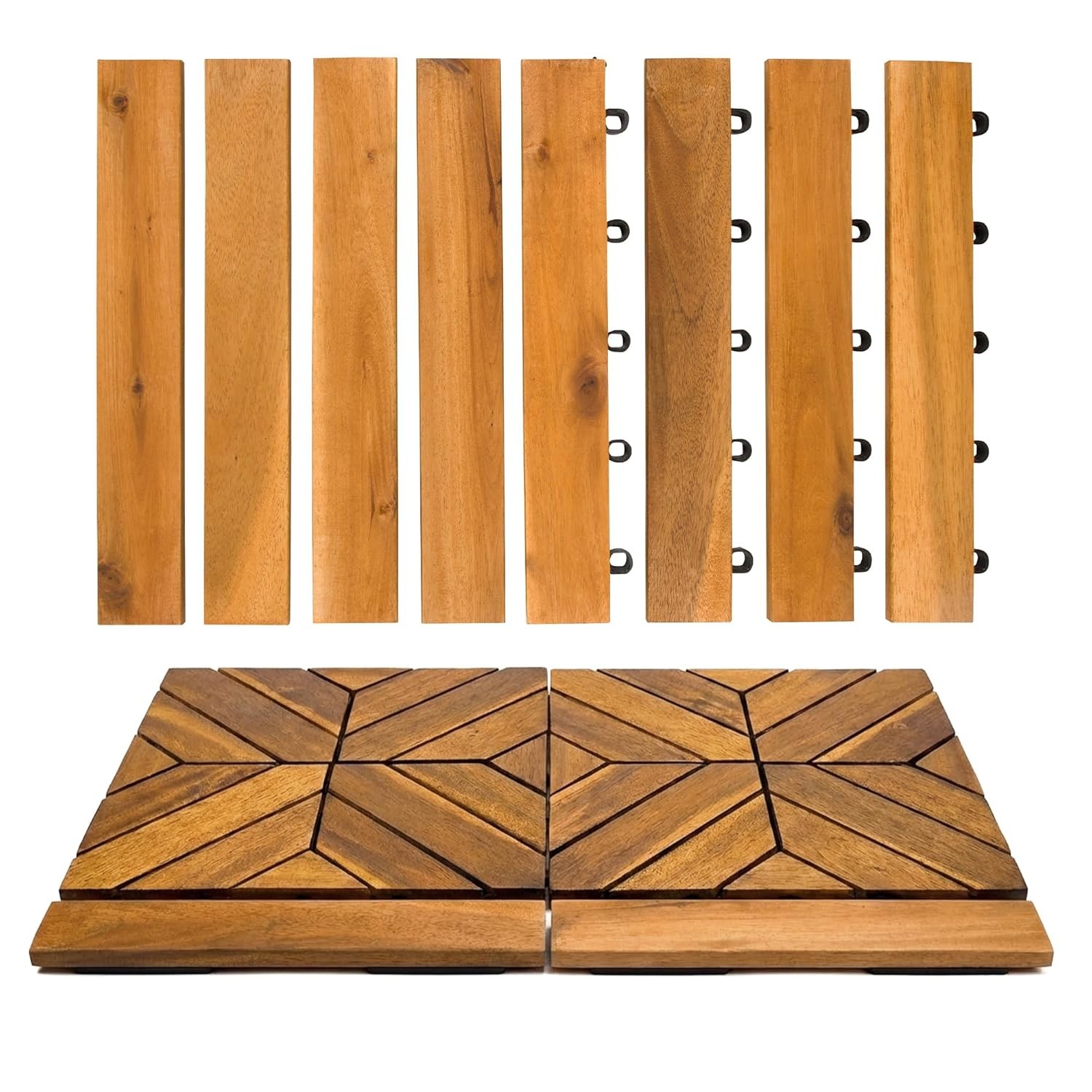 Acacia Hardwood Straight Edge for Interlocking Deck Tiles Decking Straight