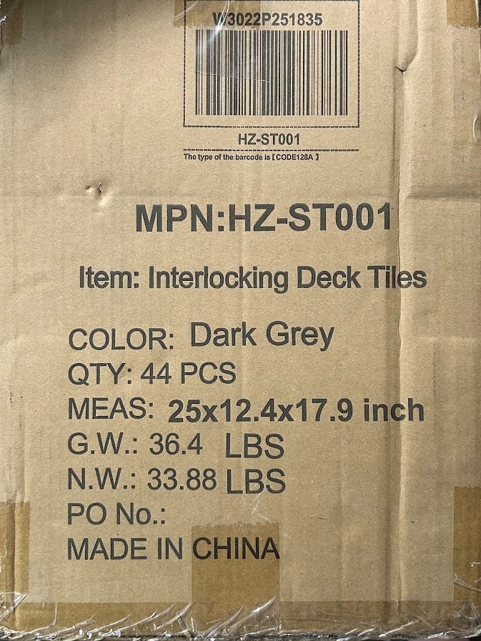 1 ft. x 1 ft. All-Weather Plastic Interlocking Patio Deck Tiles – 44 pack Grey