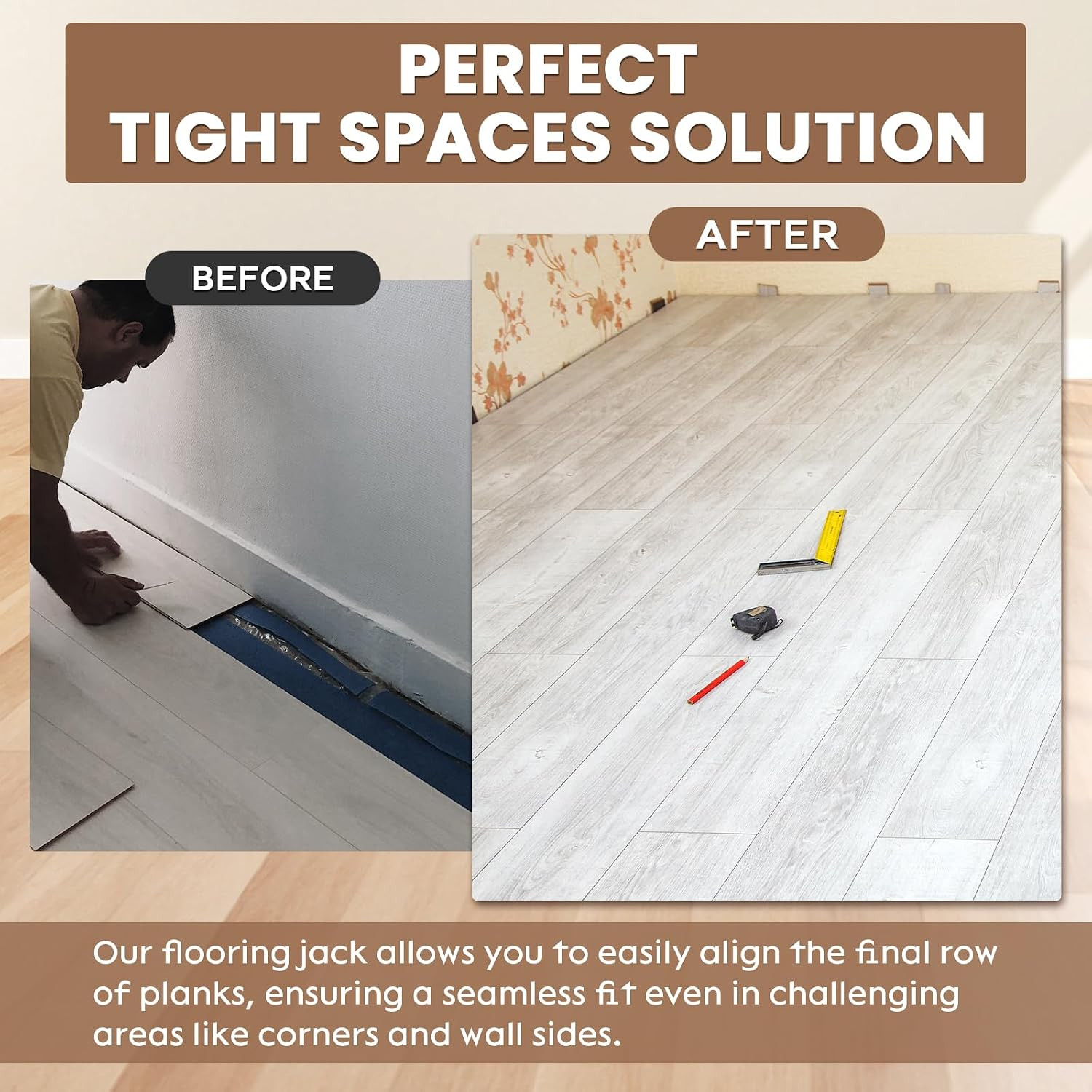 2 Pack Upgraded Flooring Jack with Felt Pads, Professional Hardwood Flooring Ins