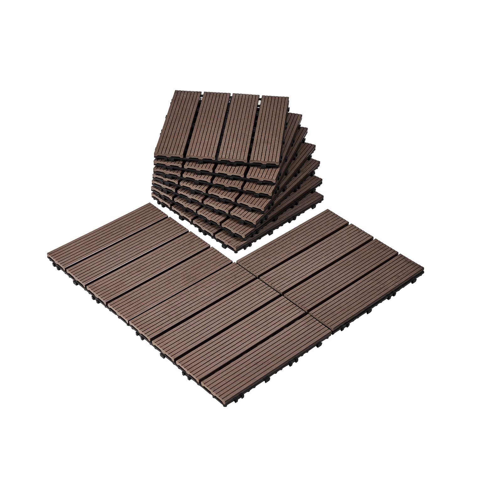 Uimoso Interlocking Plastic Wood Deck Tiles,27-Pack,12″x12″,Waterproof for Porch