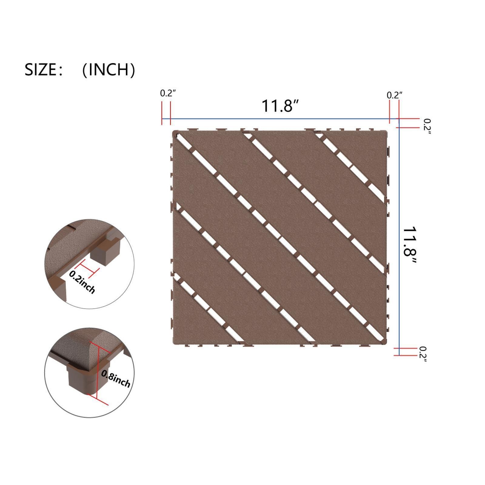 All-Weather Interlocking Deck Tiles, 44-Pack, 12×12 Lightweight Patio Tiles for