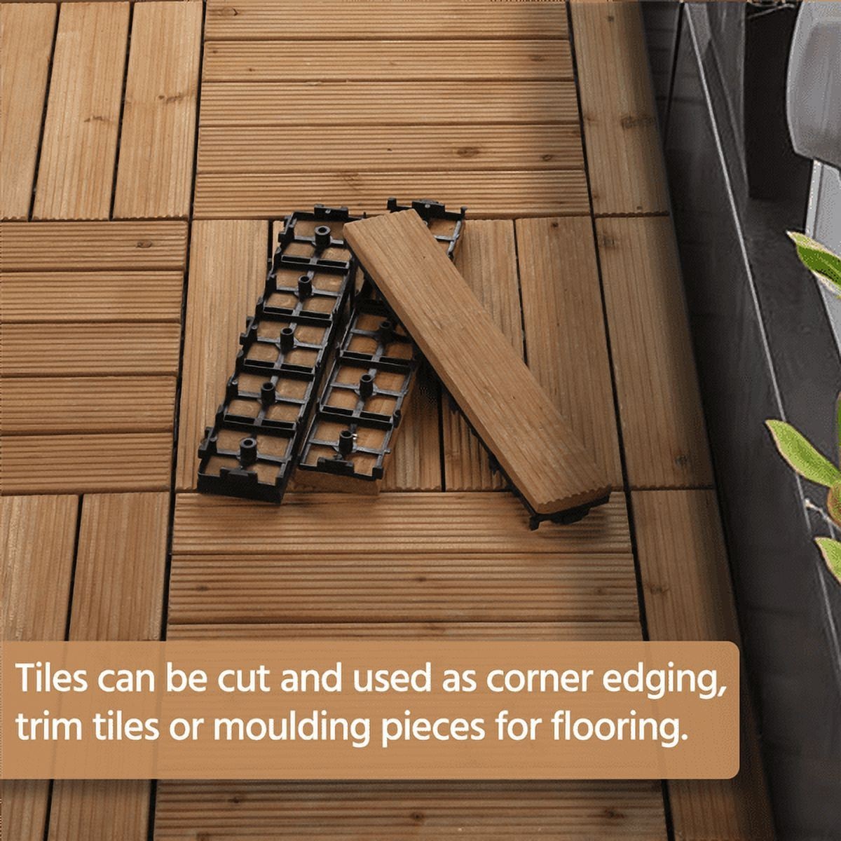 Indoor & Outdoor Wood Flooring 12″ x 12″ Tiles for Patio Garden, 27 Pieces