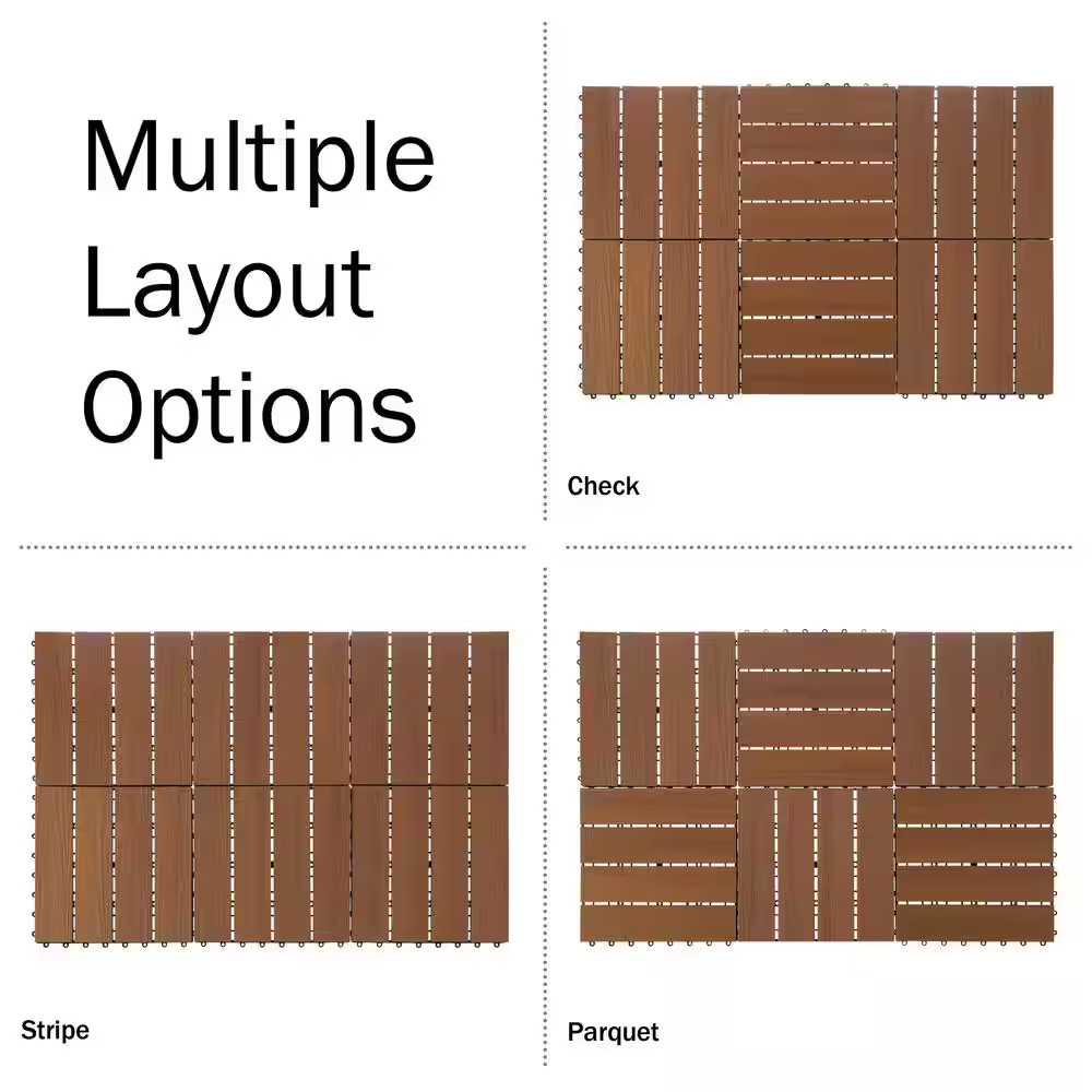 1 Ft. W X 1 Ft. L 6 Patio Tiles Woodgrain Wood/Polypropylene Interlocking Deck T