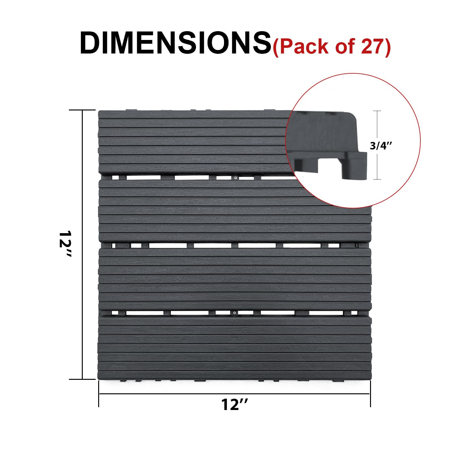 Interlocking Deck Tiles, 27 PCS Outdoor Patio Flooring, 12″X12″ Interlocking Dec