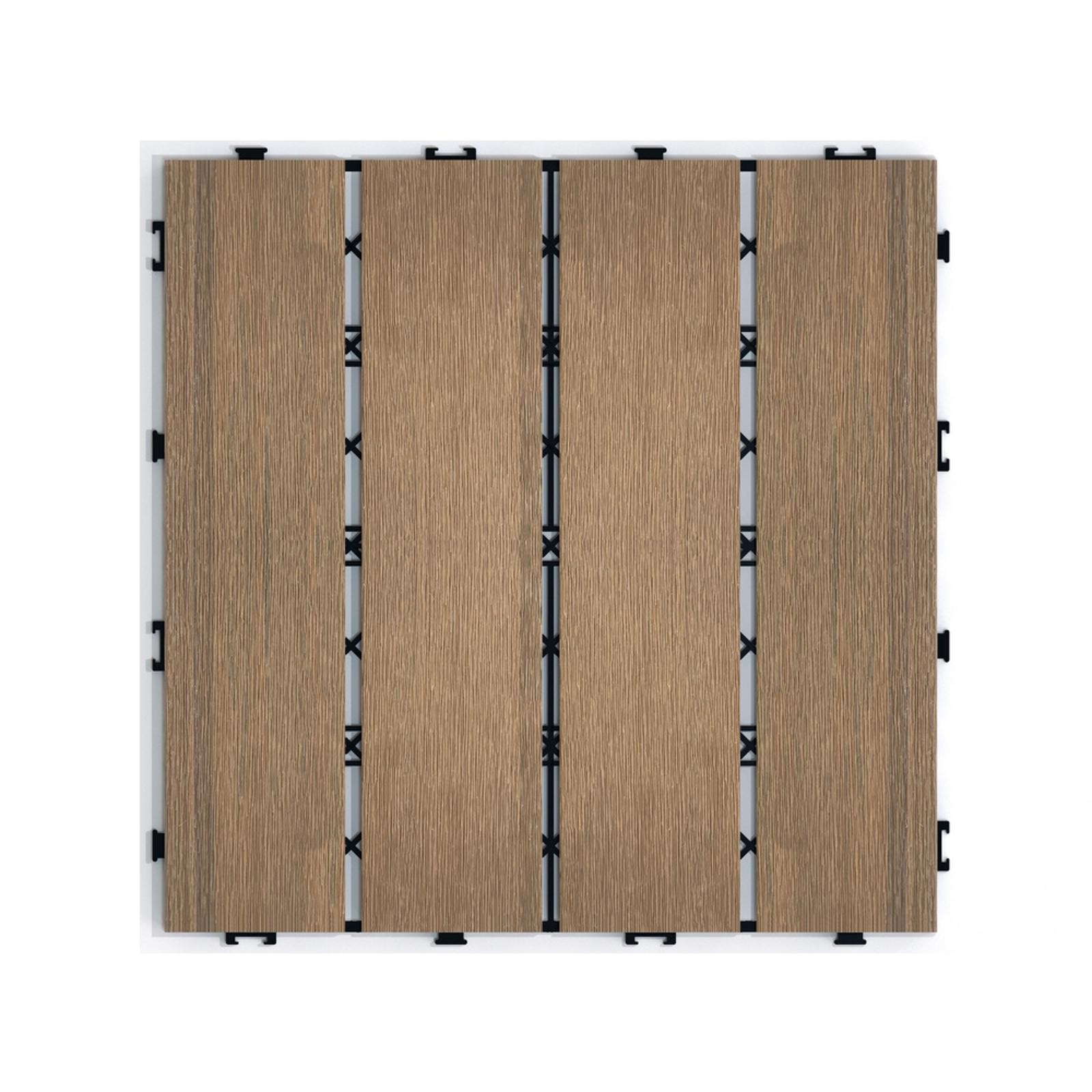 Patio Floor Tiles Pack of 11 WPC Wood- Composite Patio Deck Tiles DIY