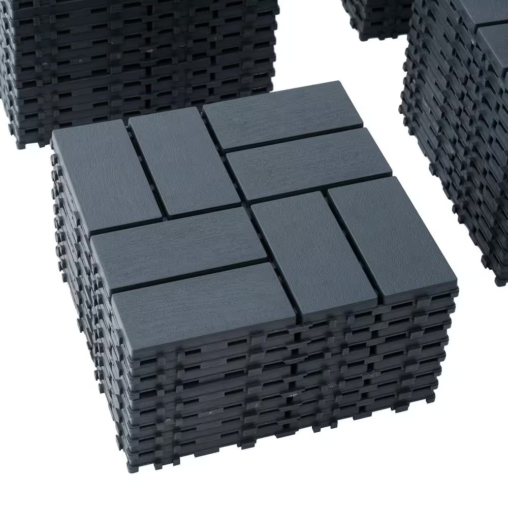 11.8 In. X 11.8 In. Patio Outdoor Flooring Waterproof Plastic Interlocking Deck