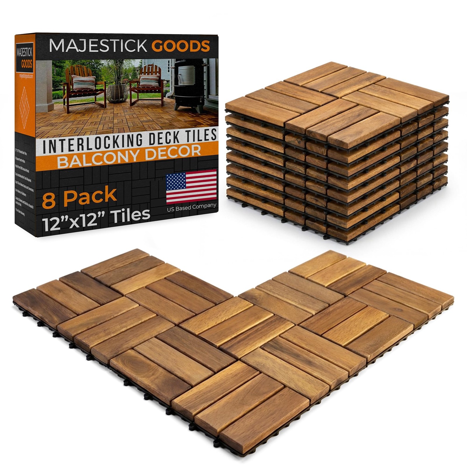 Interlocking Slat Deck Tiles, Acacia Wood Interlocking Deck Tiles – Easy Inst…