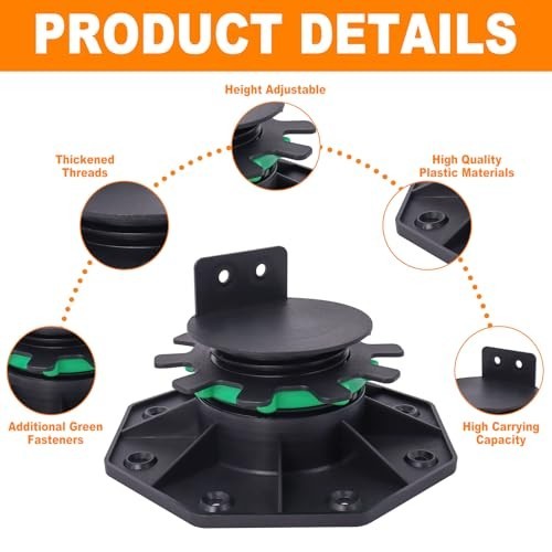 Adjustable Deck Support Pedestal with Fastener Ring, 24 Pack