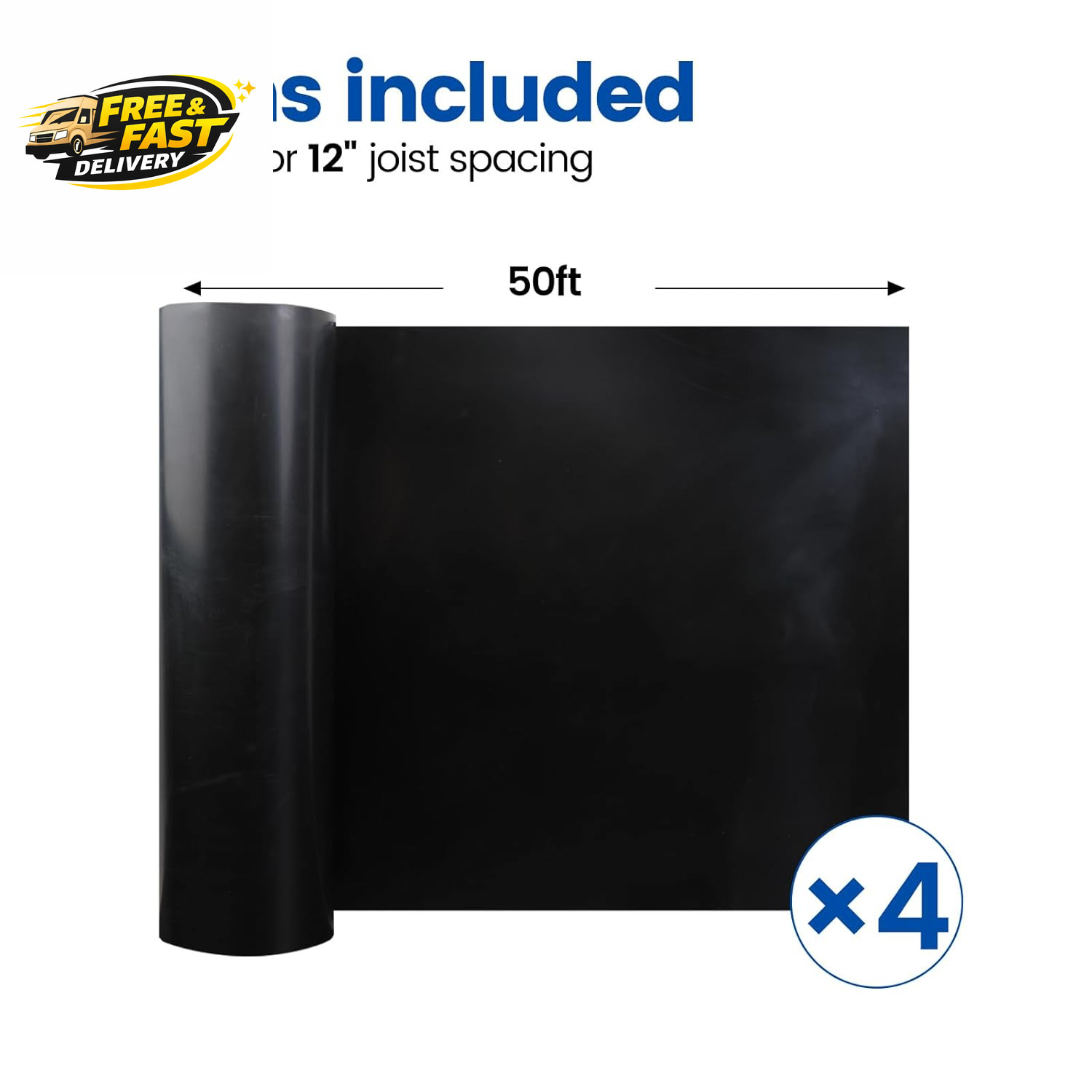 4 PCS 50FT Black under Deck Drainage System Trough HDPE Waterproofing