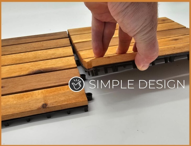 Interlocking Deck Tiles Snap Together Wood Flooring 12×12 Acacia Hardwood 24 Set