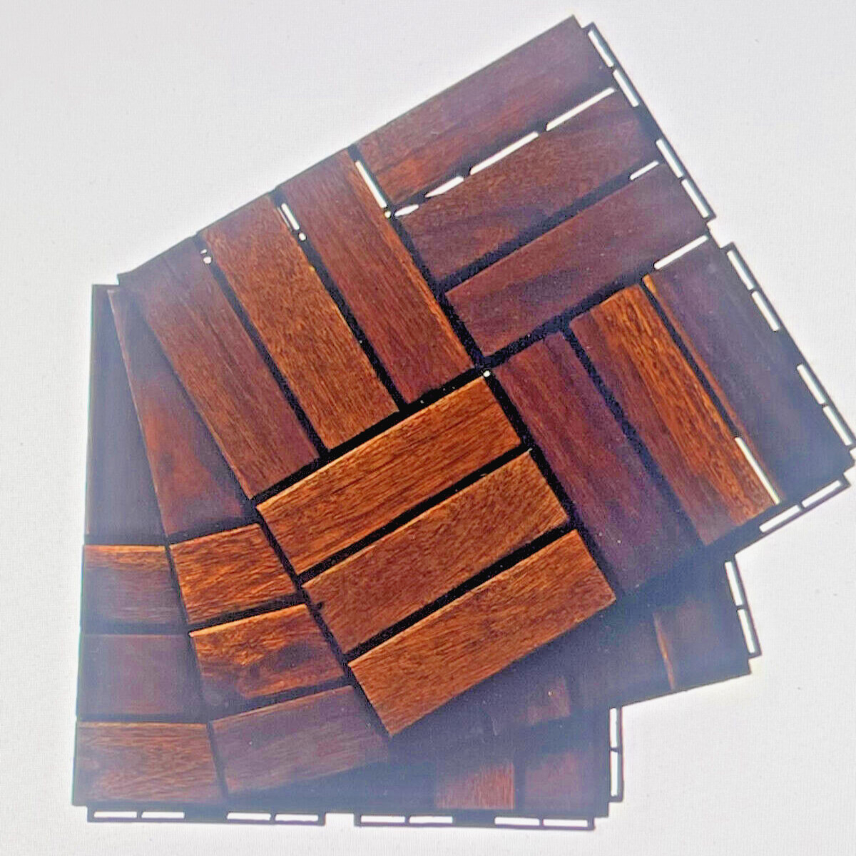 12″ x 12″ Square Acacia Wood Interlocking Flooring Tiles Pack of 10 Tiles Brown
