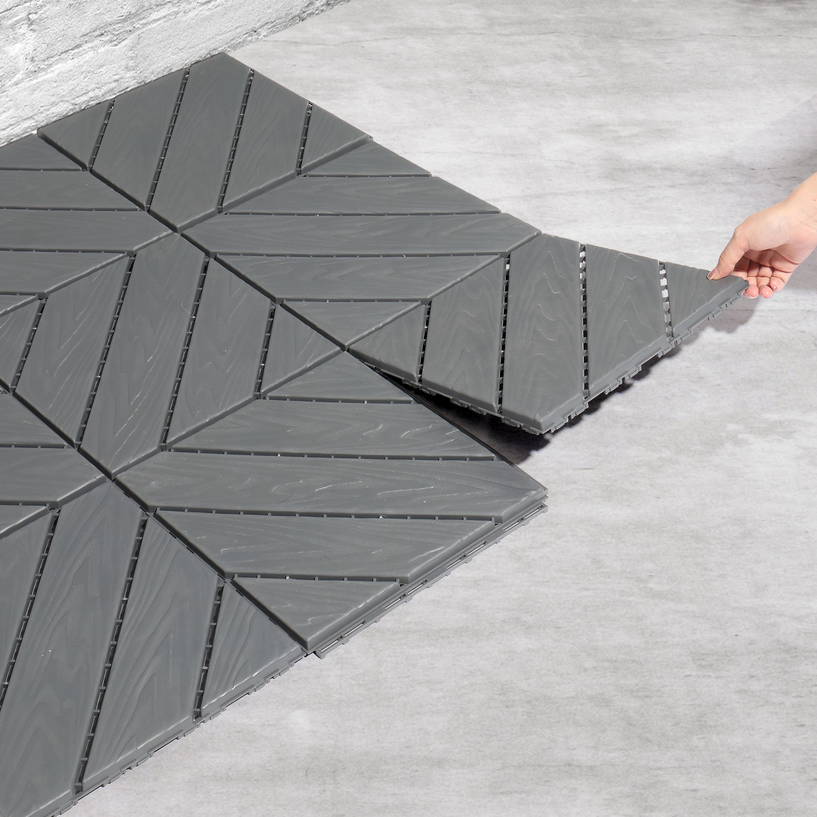 27Pcs, Covers 26.16ft² Plastic Interlocking Deck Tiles Waterproof Flooring Tiles