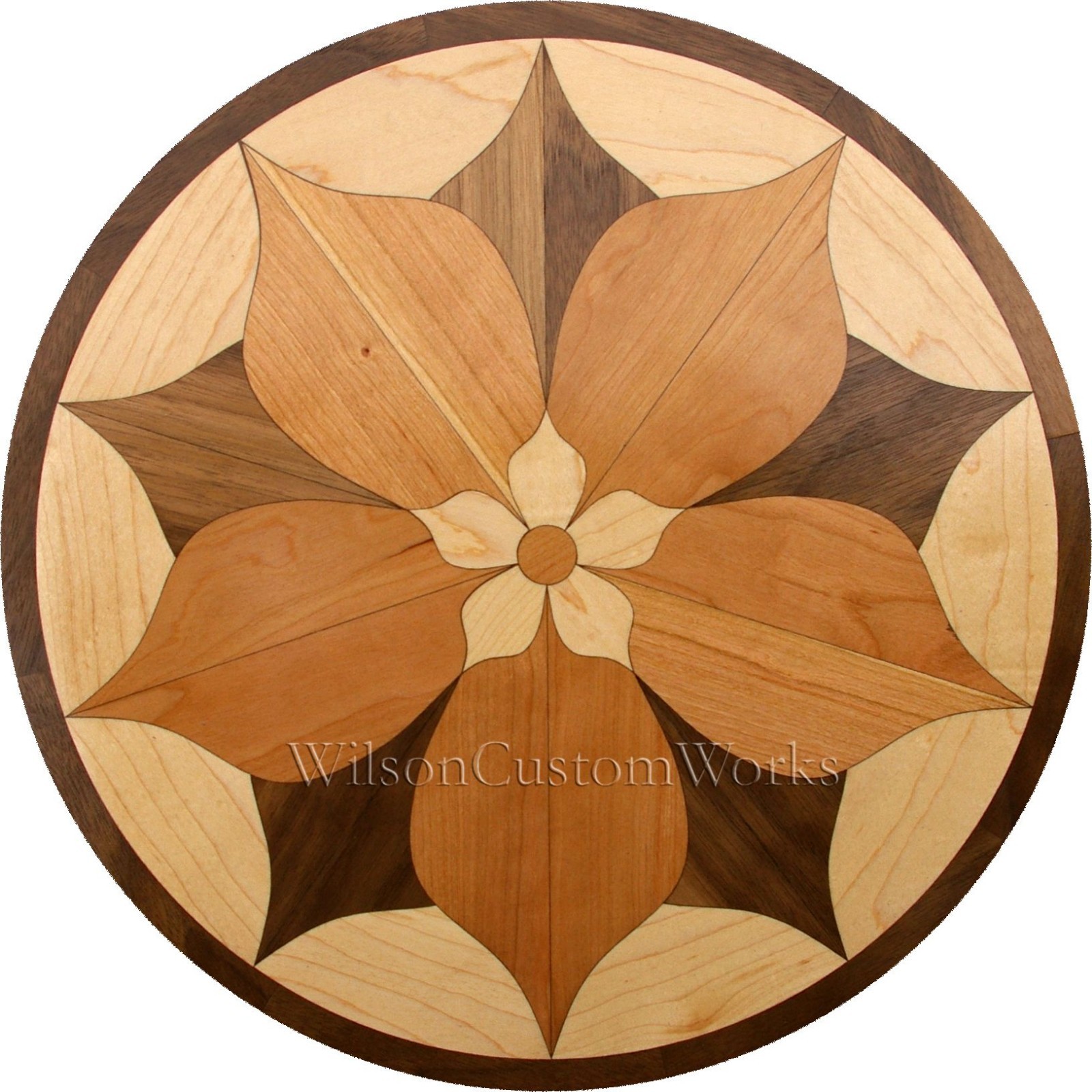 36″ Wood Floor Inlay 44 Piece Spring Flower Medallion kit DIY Flooring Table Box
