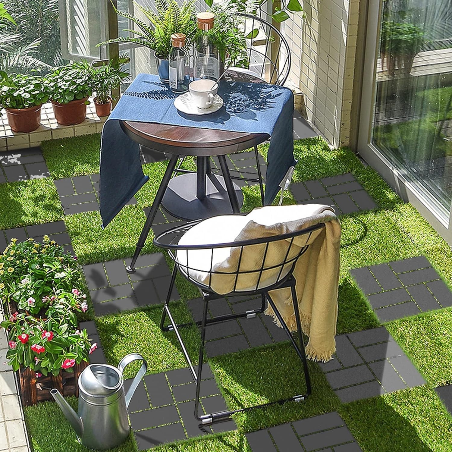 Interlocking Deck Tiles – 9 Pack, Waterproof Outdoor Flooring, 12×12
