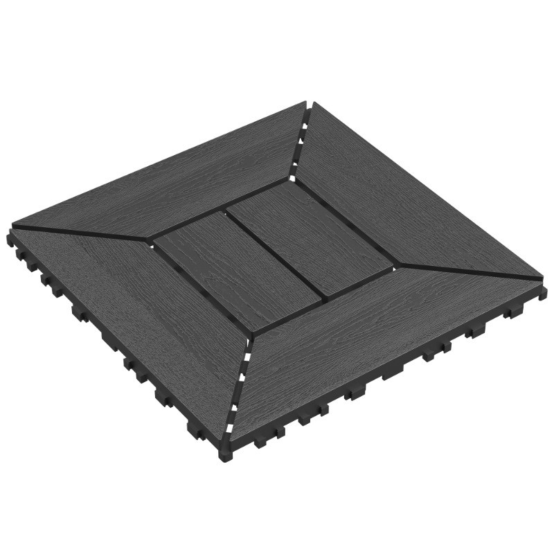 12 Inch DIY Interlocking Deck Tiles 44pcs Dark Gray Indoor Outdoor Patio