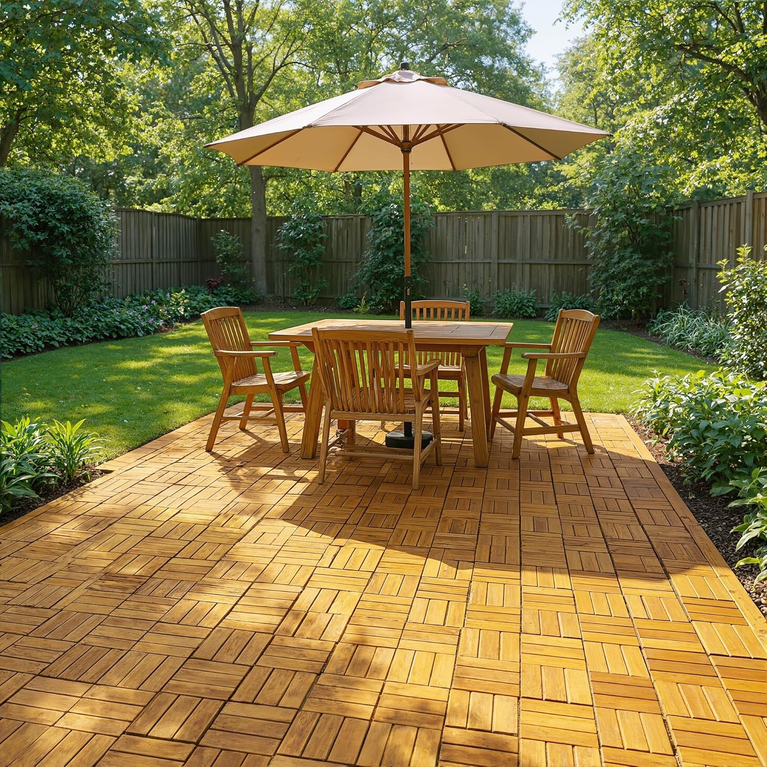 Interlocking Deck Tiles 12”x12”, Acacia Wood Patio Tiles