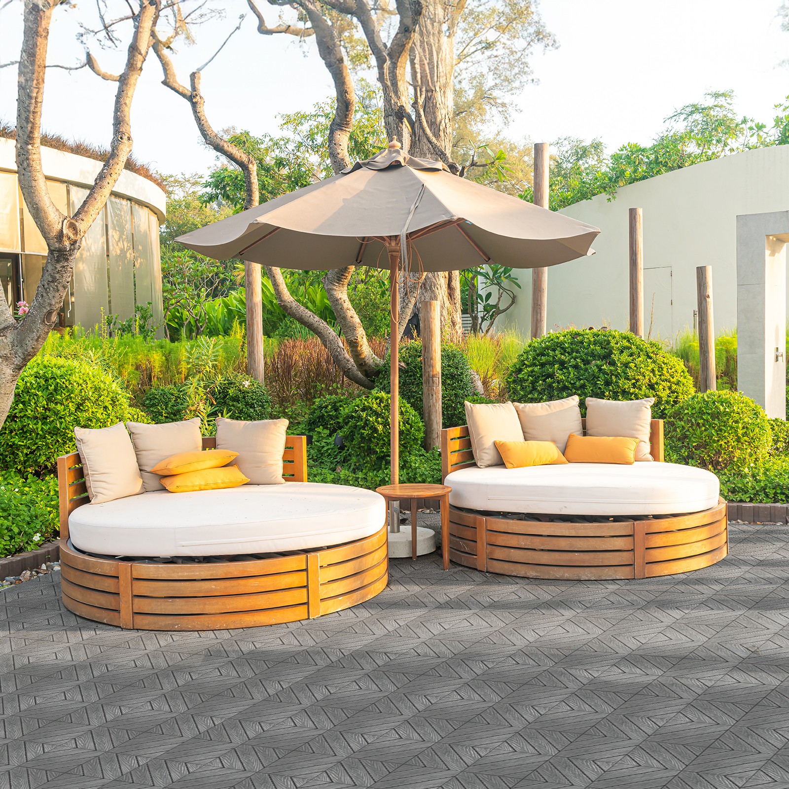 27Pcs, Covers 26.16ft² Plastic Interlocking Deck Tiles Waterproof Flooring Tiles