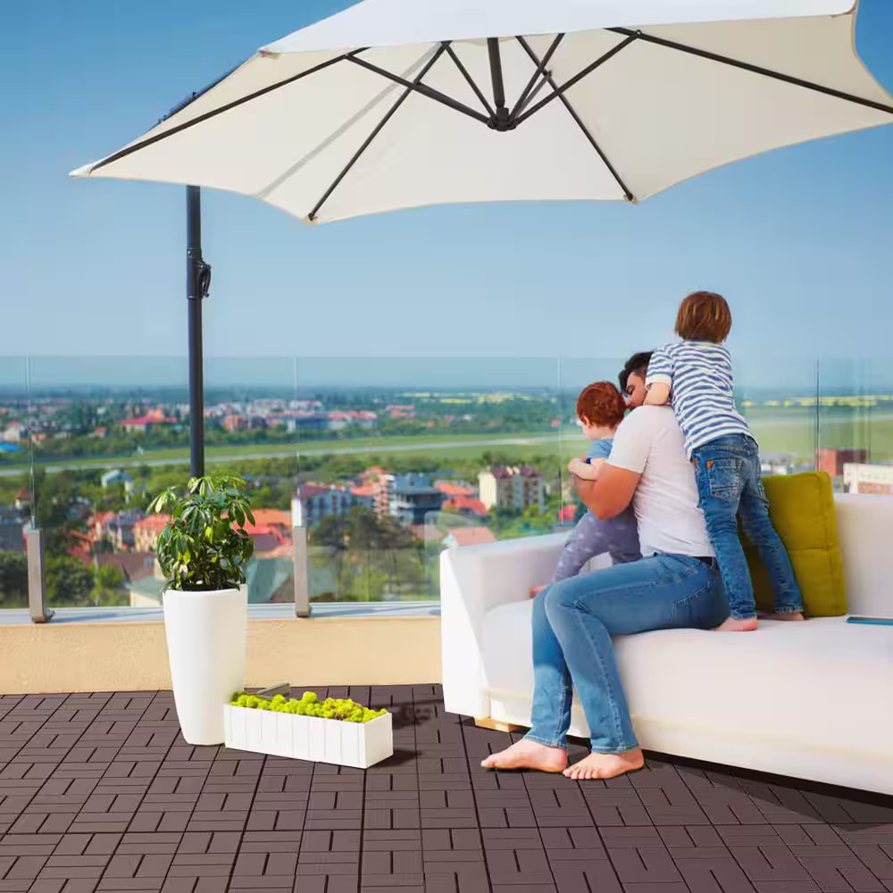 Dark Brown Plastic [12″X12″] X [0.75In] Deck Tiles, 36 Tiles/Case (36 Sq. Ft.)