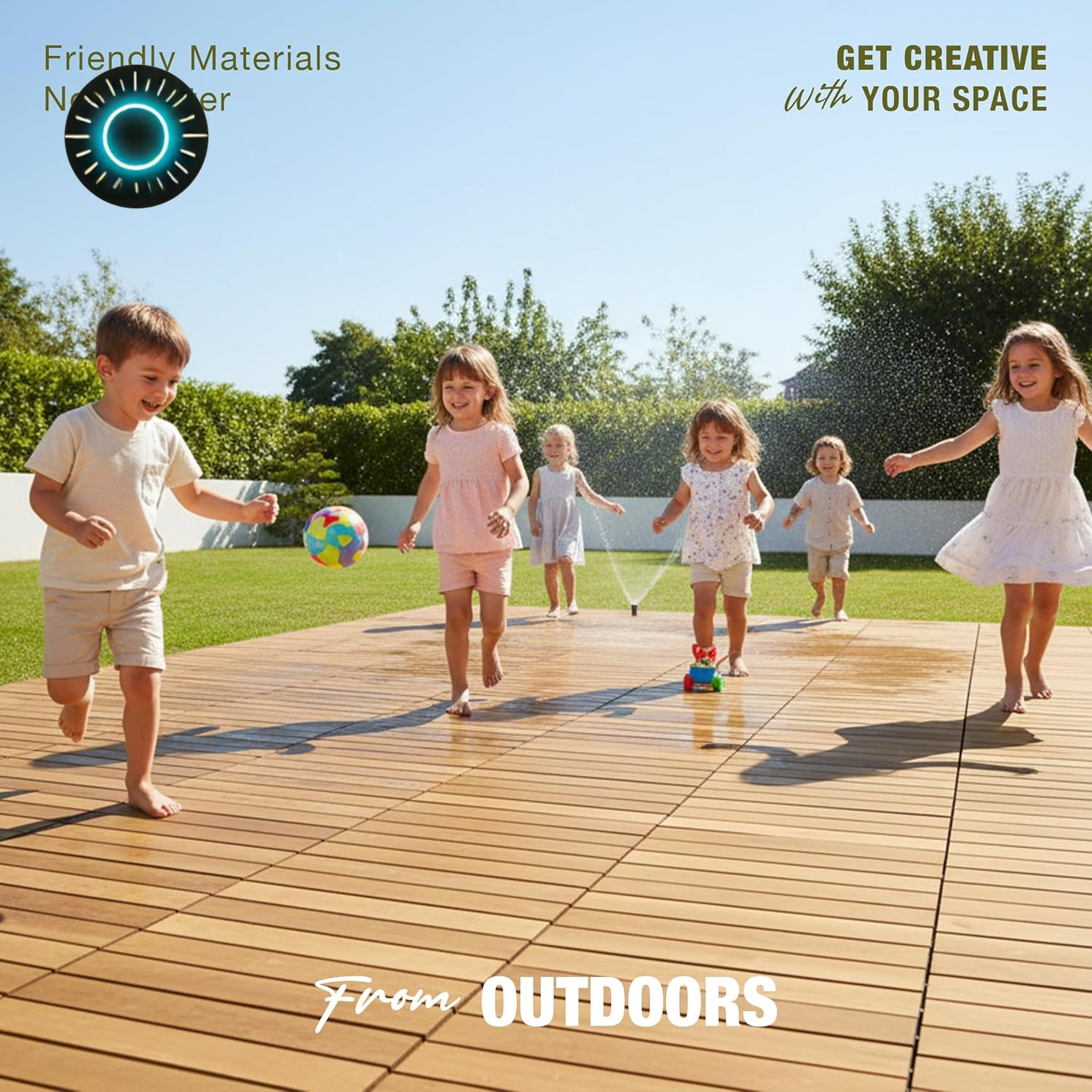 Interlocking Deck Tiles 9 PCS 12″x12″x0.9″ Floor Tiles Waterproof Golden Teak…