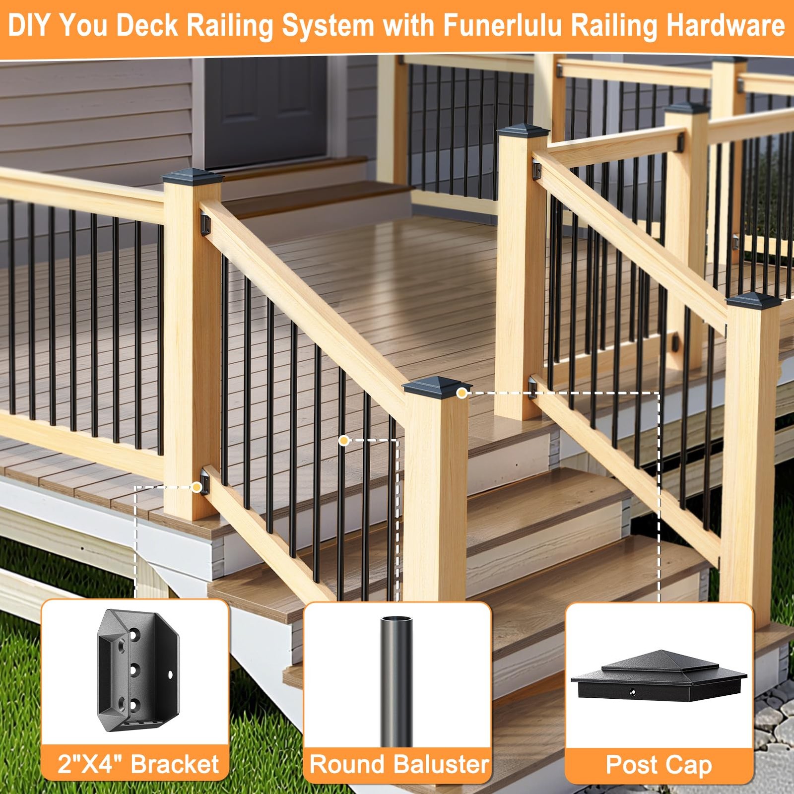 10-Pack Aluminum 6×6 Post Caps for Deck Railing(Actual 5.5″ x 5.5″), Fence Po…