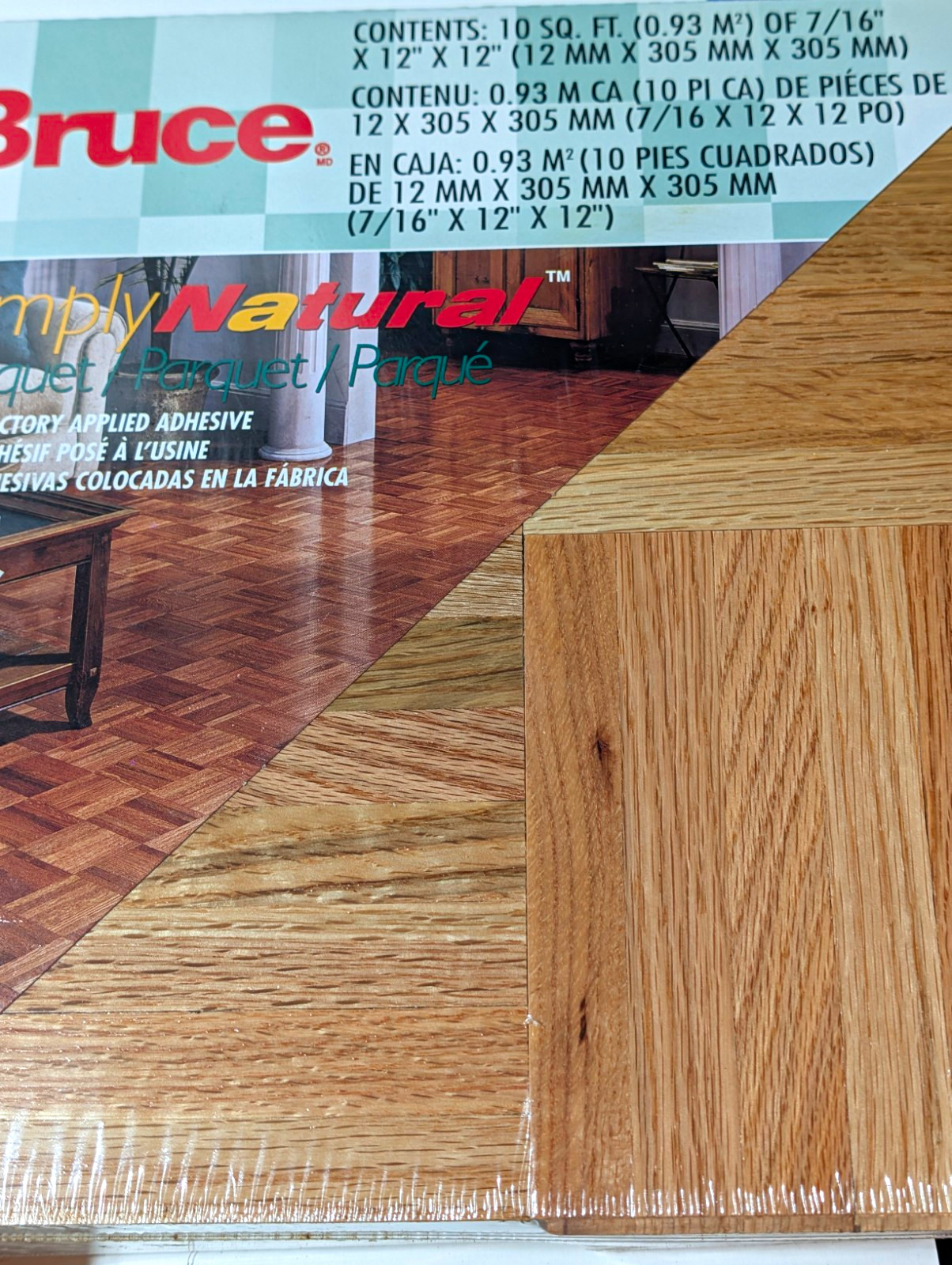 Bruce Parquet Oak Prefinished Smooth 12×12 Simply Natural 10 sq ft AHS100SP