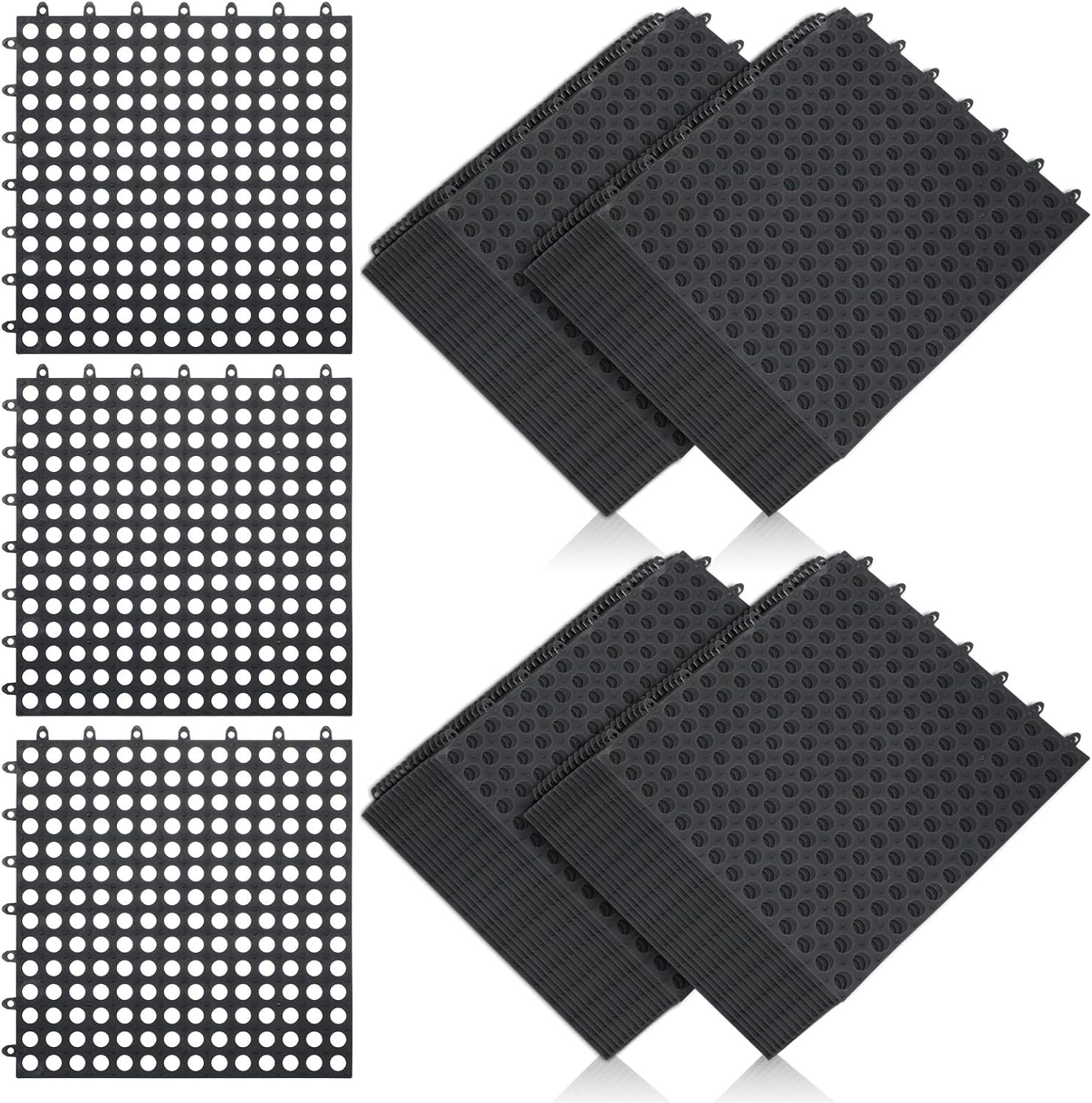 50 Pcs Interlocking Non-Slip Drainage Tiles for Bathroom, Patio & Pool Deck