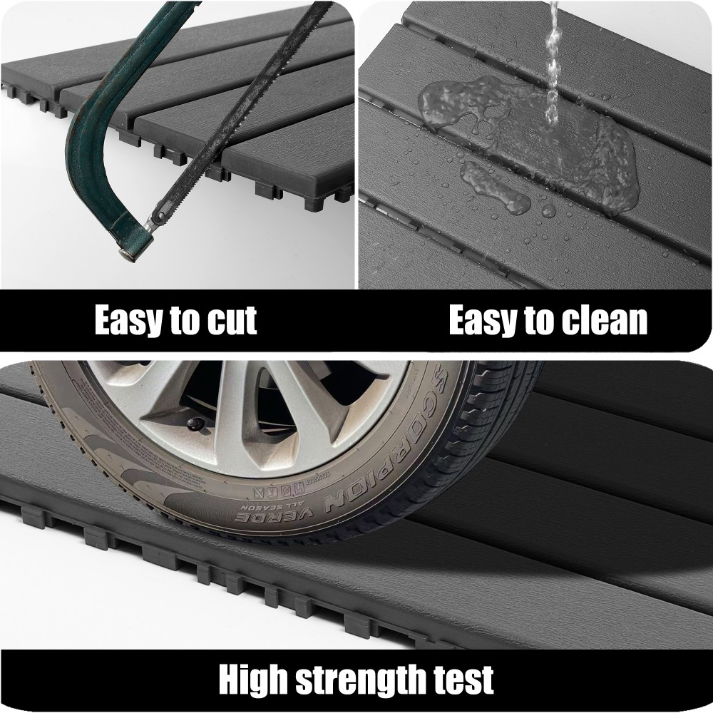 24 Pcs Dark Gray PP Interlocking Deck Tiles DIY Easy Install Indoor Outdoor