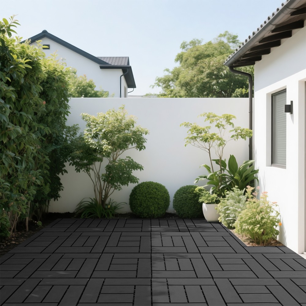 12″ Interlocking Deck Tiles, Modular Flooring for Indoor Outdoor, 44pc Gray