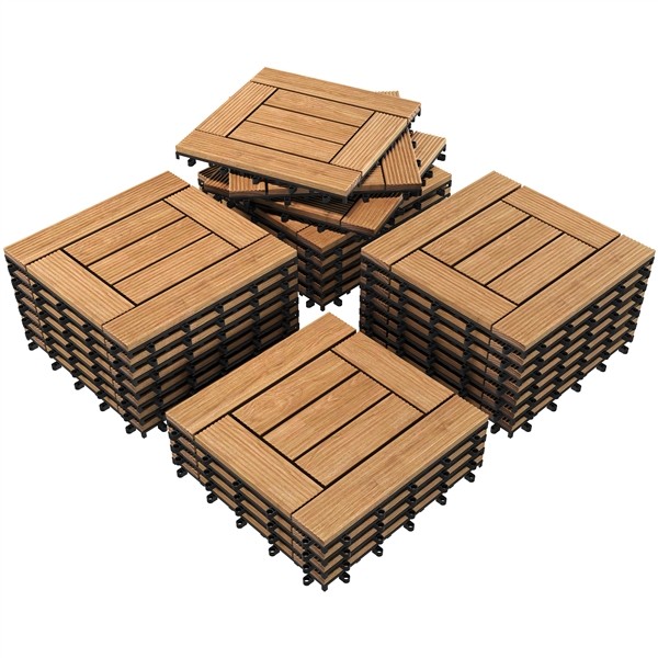Pack of 27 Wooden Tiles Waterproof Interlocking Deck Tiles for Patio Balcony