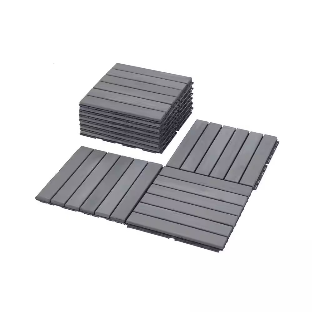 1 Ft. X 1 Ft. Interlocking Quick Deck Outdoor Acacia Hardwood Deck Tile in Light