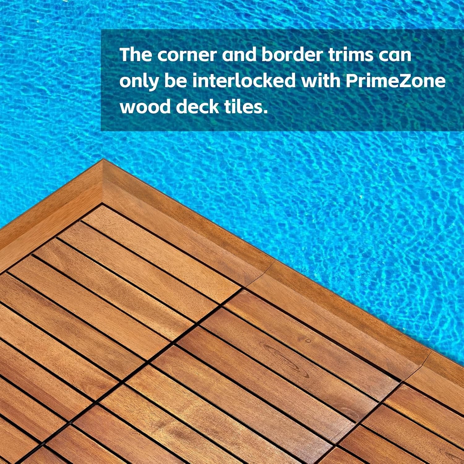 Solid Acacia Wood Edge Trim Set Interlocking Deck Tiles 20 PCS Border Trim & 10