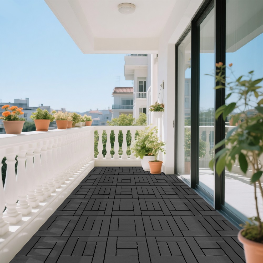 12″ Interlocking Deck Tiles, Modular Flooring for Indoor Outdoor, 44pc Gray
