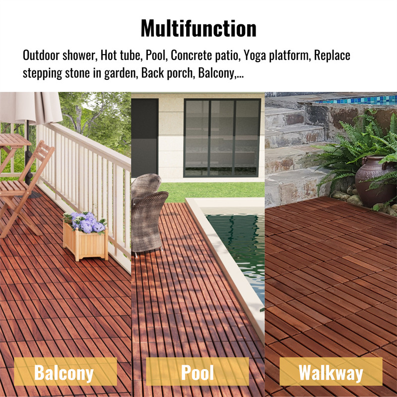 10/20/30PCS Interlocking Deck Tiles Wood Flooring Balcony Patio Paver 12″ *12″