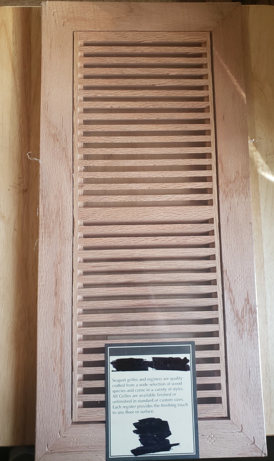 6″X16″ Red Oak Wood Vent Rabbeted Cold Air Supply, Unfinished, Select Grade