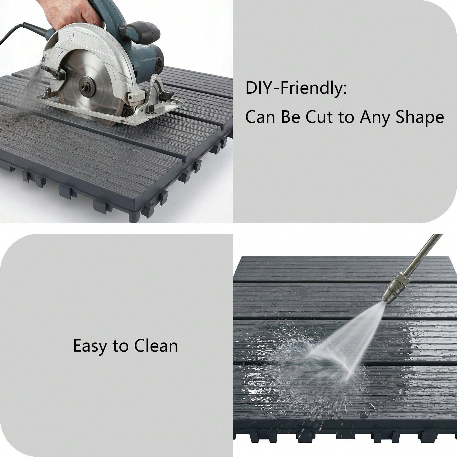 44 Pcs Plastic Interlocking Deck Tiles 12×12 Waterproof Outdoor Patio Floor New