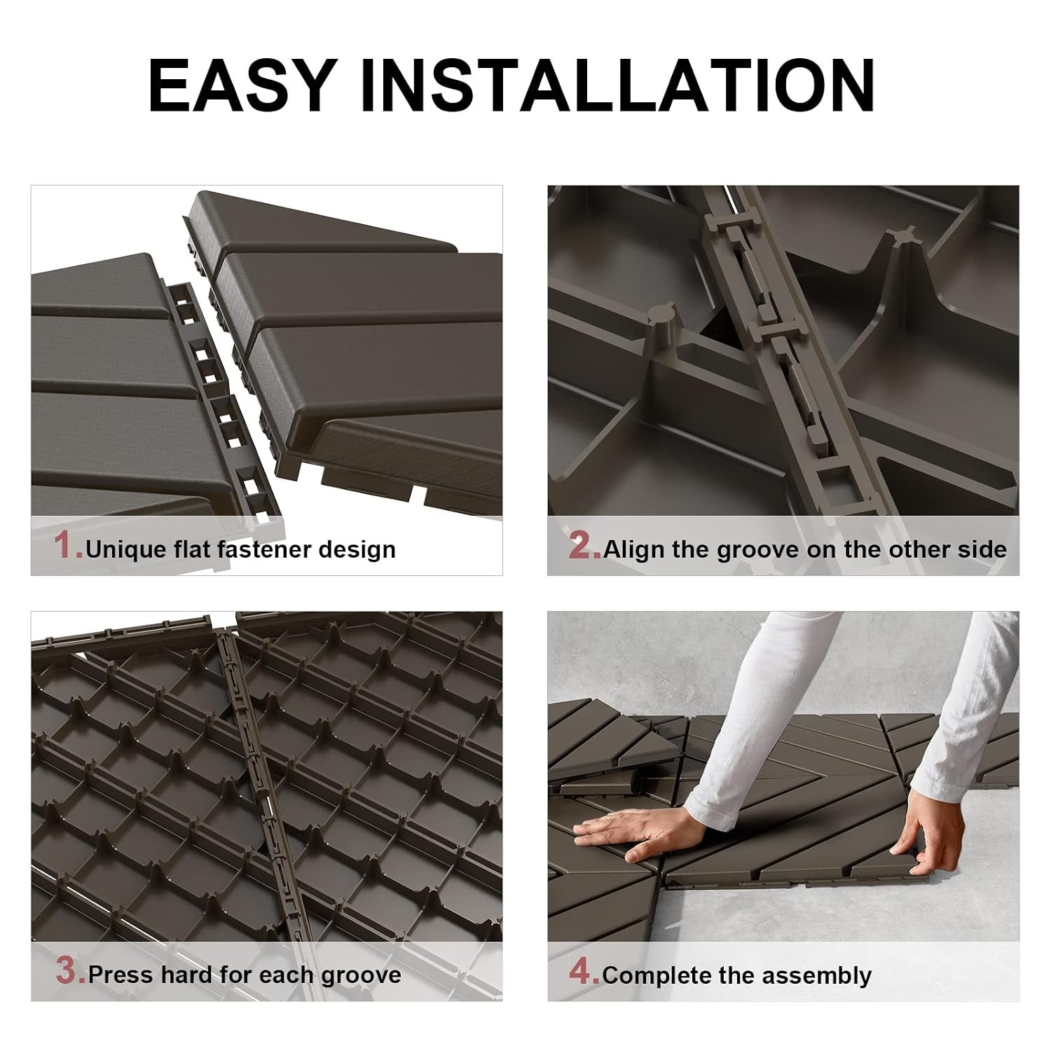 36 Pack 12″x12″ Interlocking Waterproof Deck Tiles – Non-Slip Outdoor Flooring