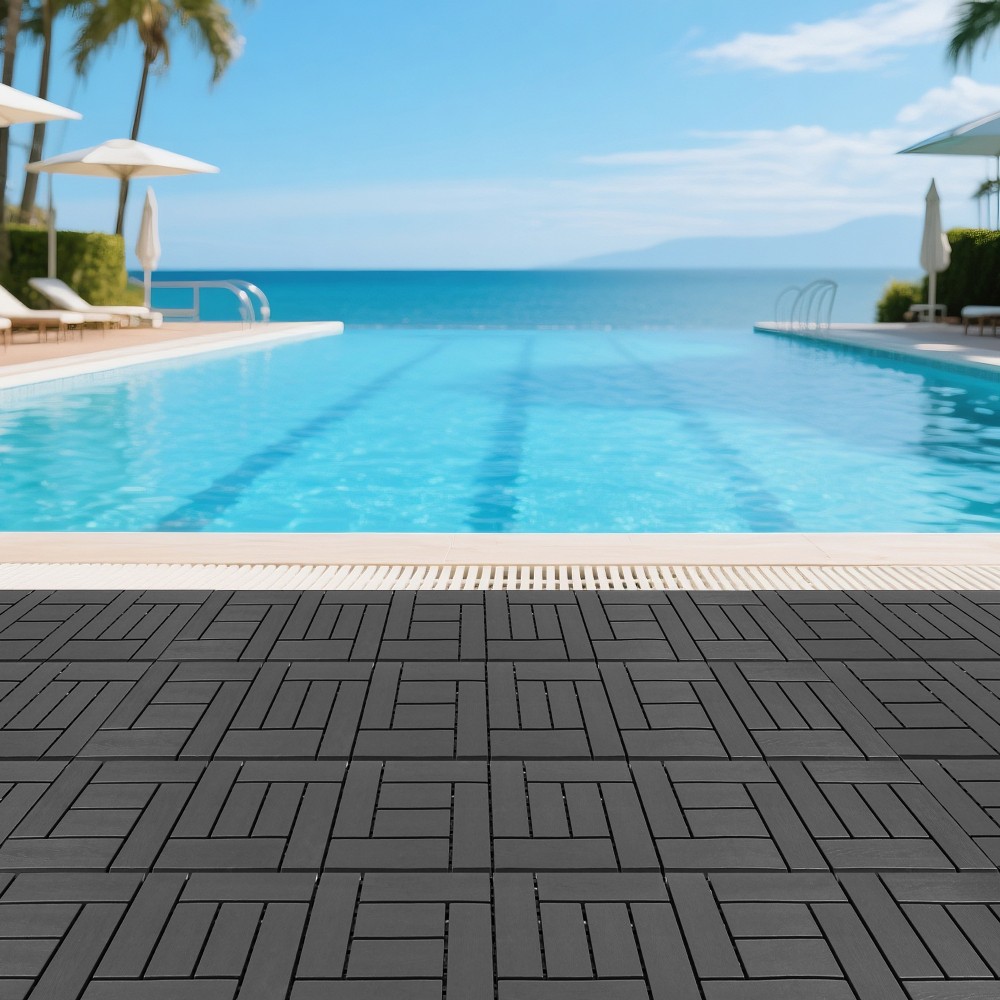 12″ Interlocking Deck Tiles, Modular Flooring for Indoor Outdoor, 44pc Gray