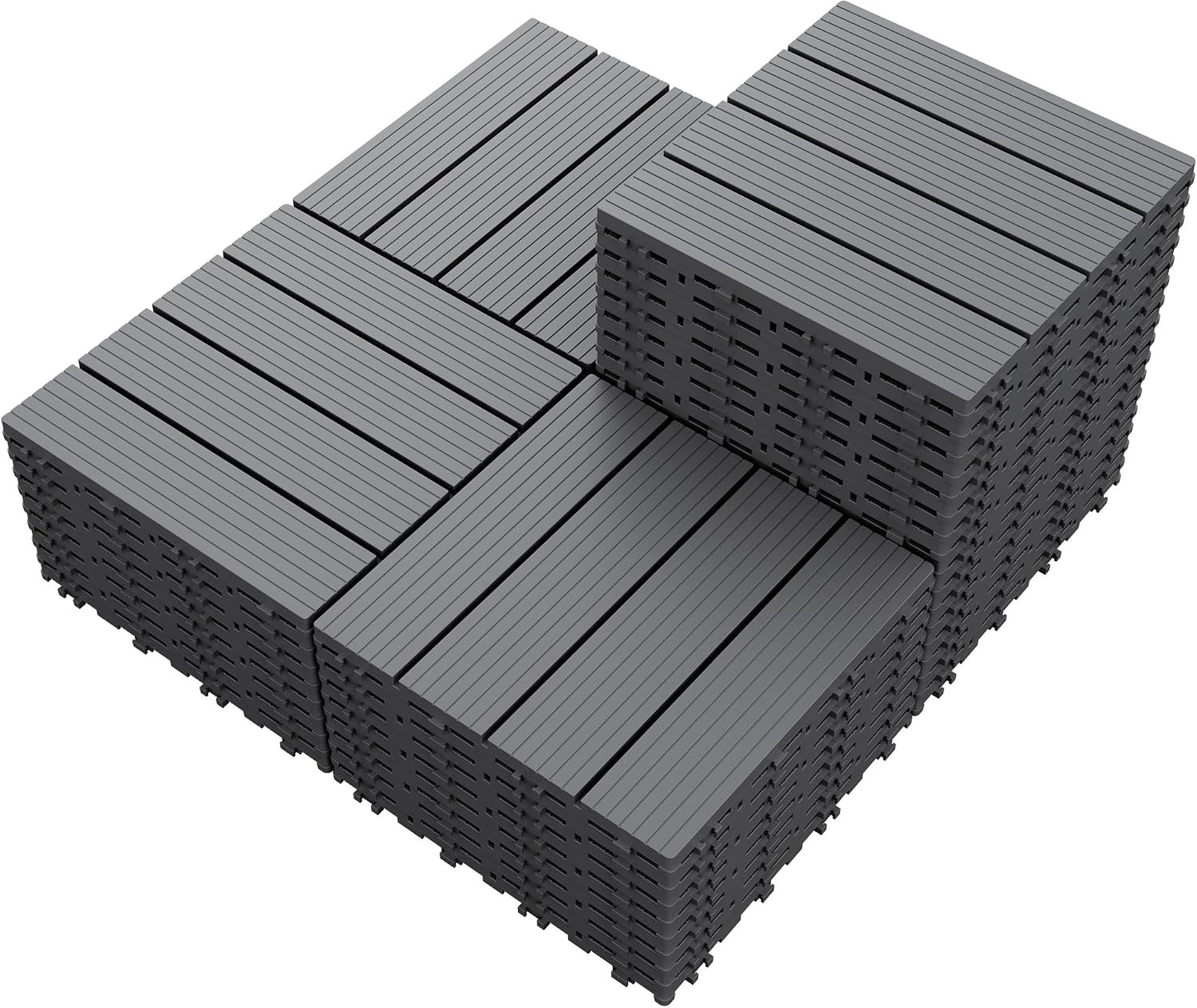 Plastic Interlocking Deck Tiles 44 Pcs Waterproof Floor Tiles | Poolside