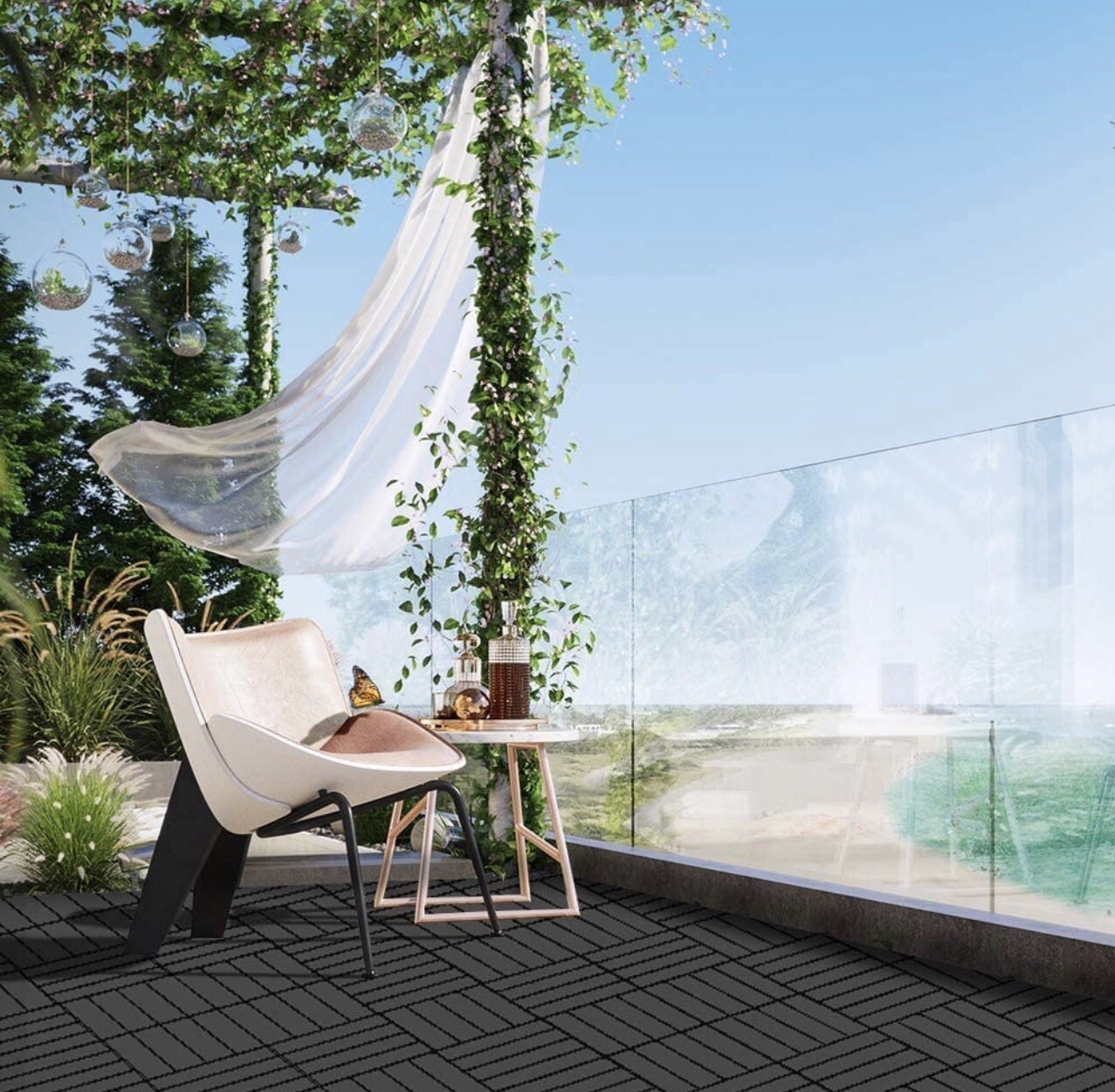 27pcs Deck Patio Tile Interlocking Wood Flooring Pavers Tiles Outdoor 12”x 12”