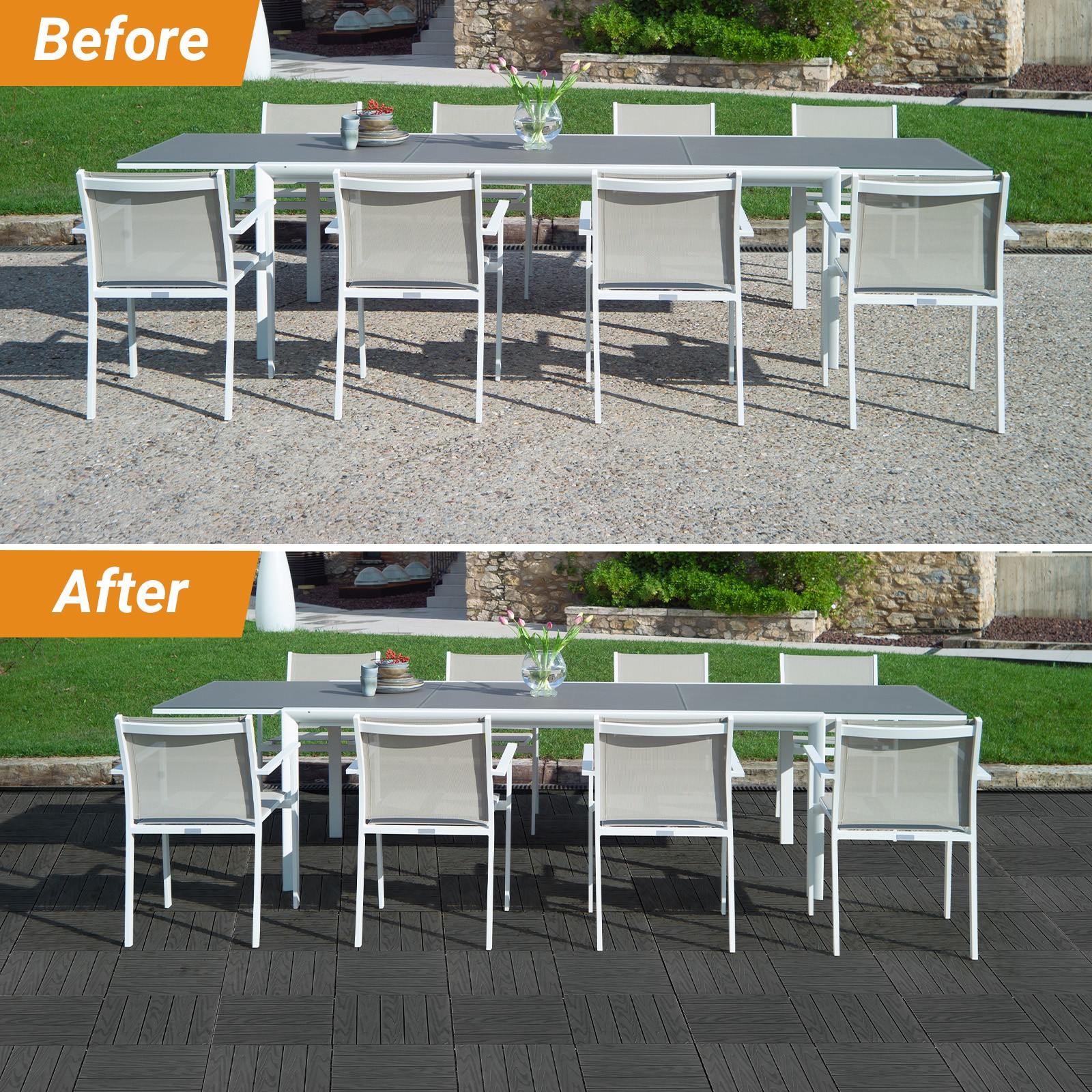 27PCS Plastic Patio Deck Tiles 12x12in Interlocking Flooring for Indoor/Outdoor