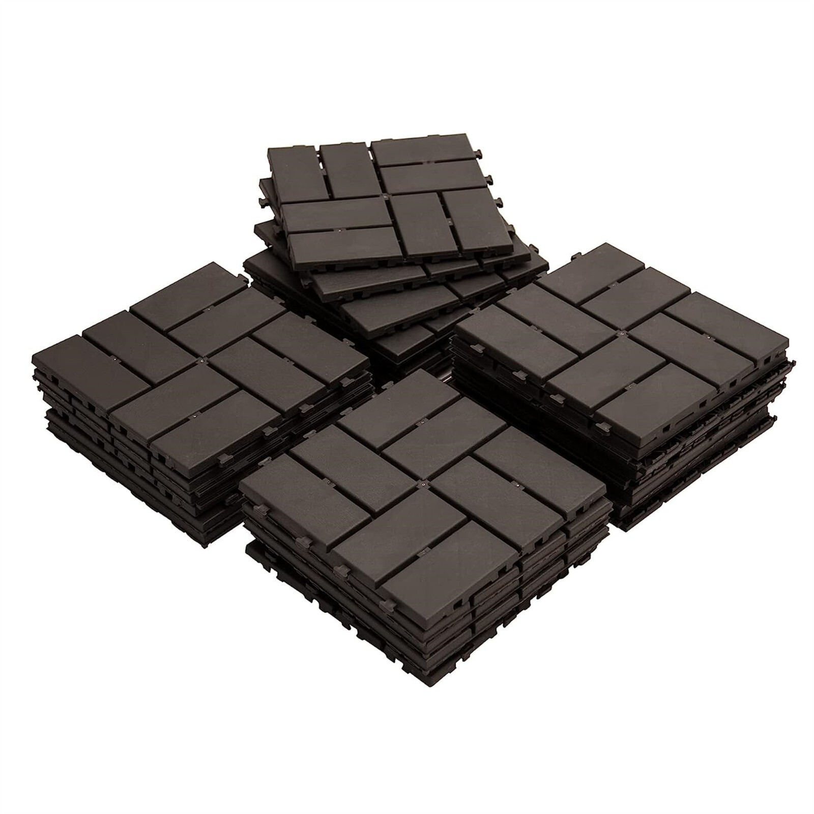 12″x12″ Square Patio Interlocking Deck Tiles, Four Slat, All Weather, Gray