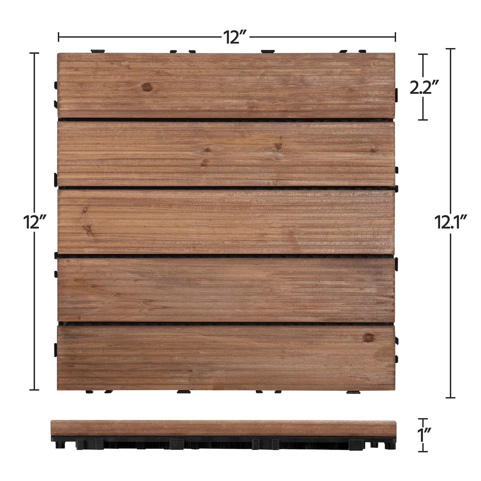 12×12″ Patio Tiles Wood Floor Deck Tiles Interlocking Wooden Decking Floor Tiles