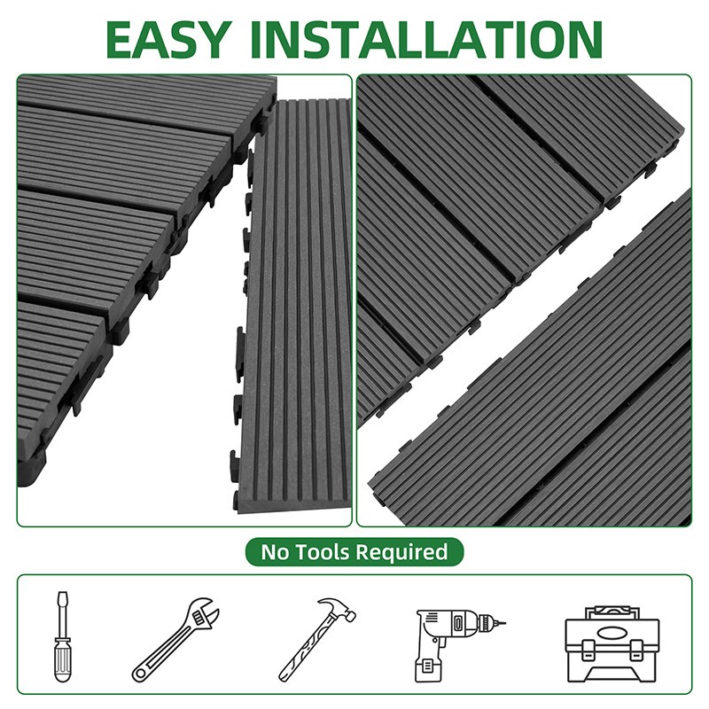 9PCS WPC DIY Interlocking Deck Tiles Waterproof Outdoor Indoor Flooring