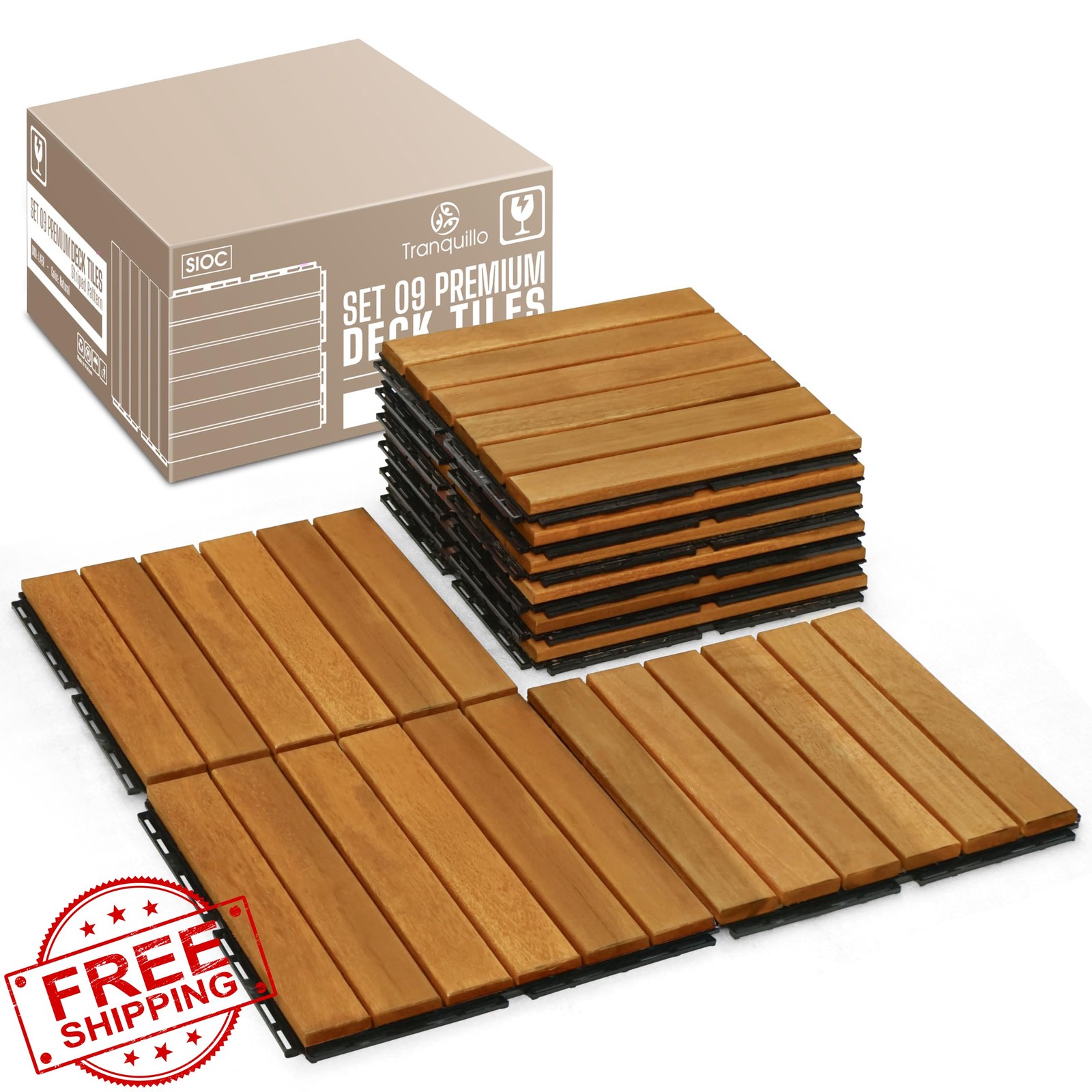 Tranquillo 9 sq ft golden striped deck tiles