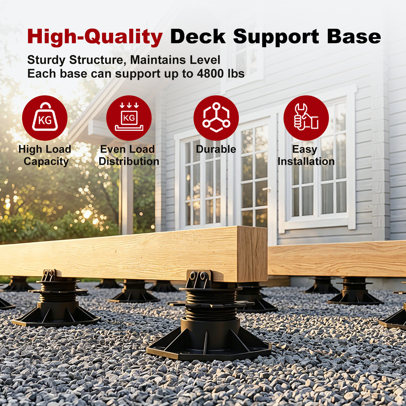 24Pack Adjustable Deck Support Pedestal Deck Foundation Base Support
