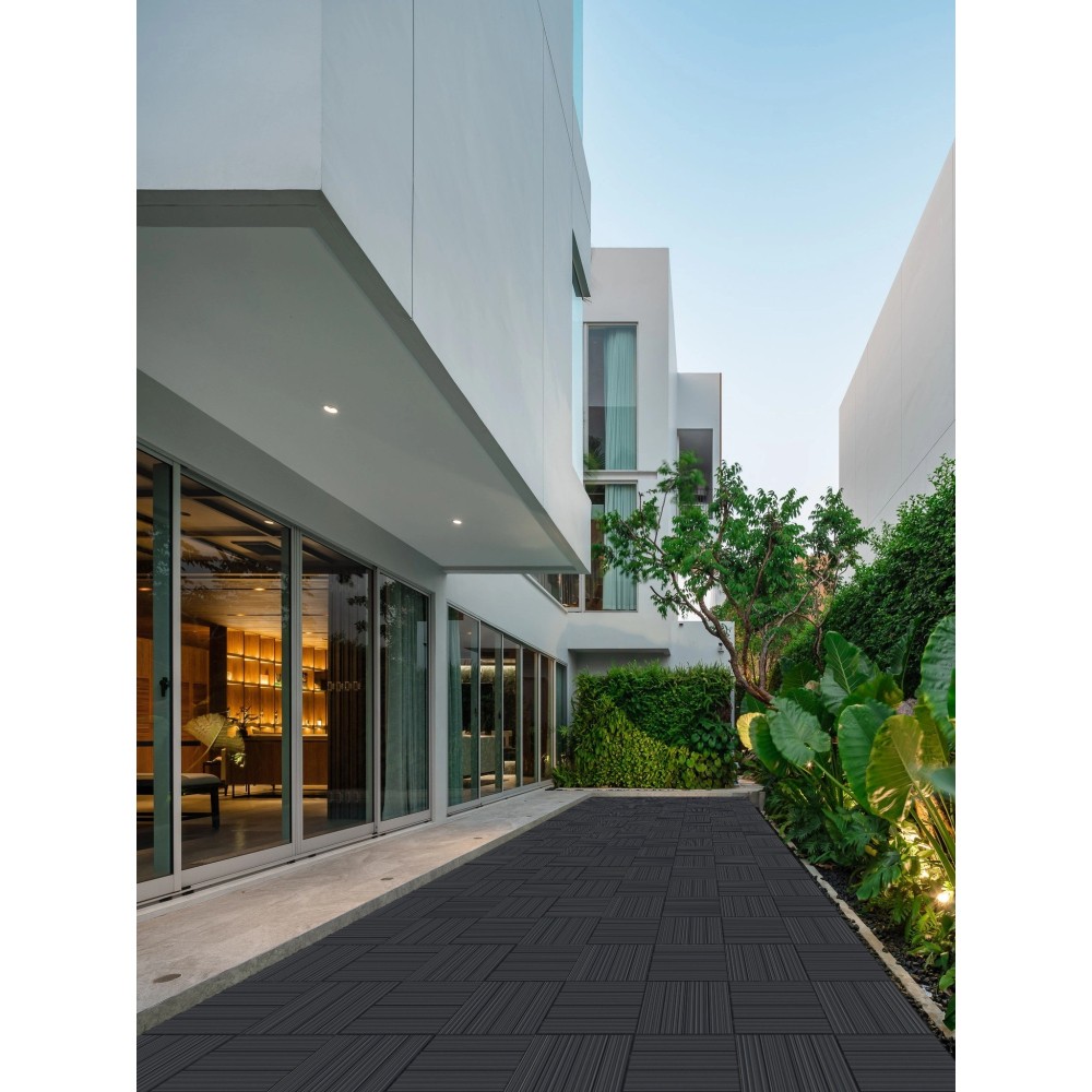 Interlocking Deck Tiles Wood Plastic Indoor Outdoor Flooring for Patio Balcony