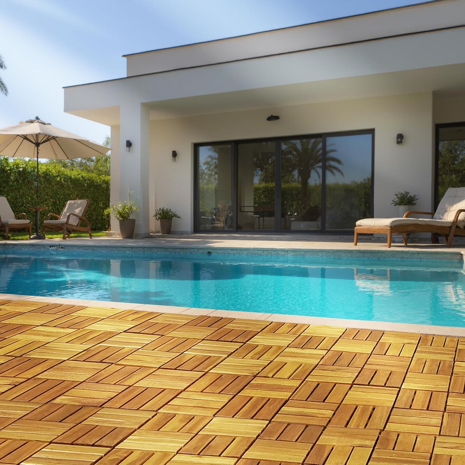 Interlocking Deck Tiles 12”x12”, Acacia Wood Patio Tiles