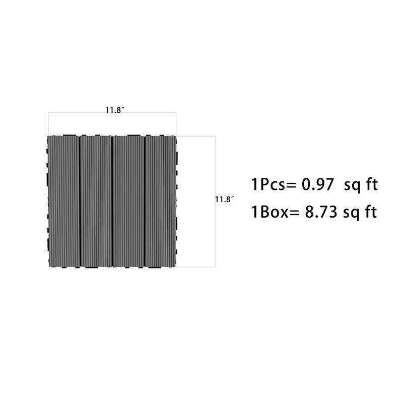 9PCS WPC DIY Interlocking Deck Tiles Waterproof Outdoor Indoor Flooring