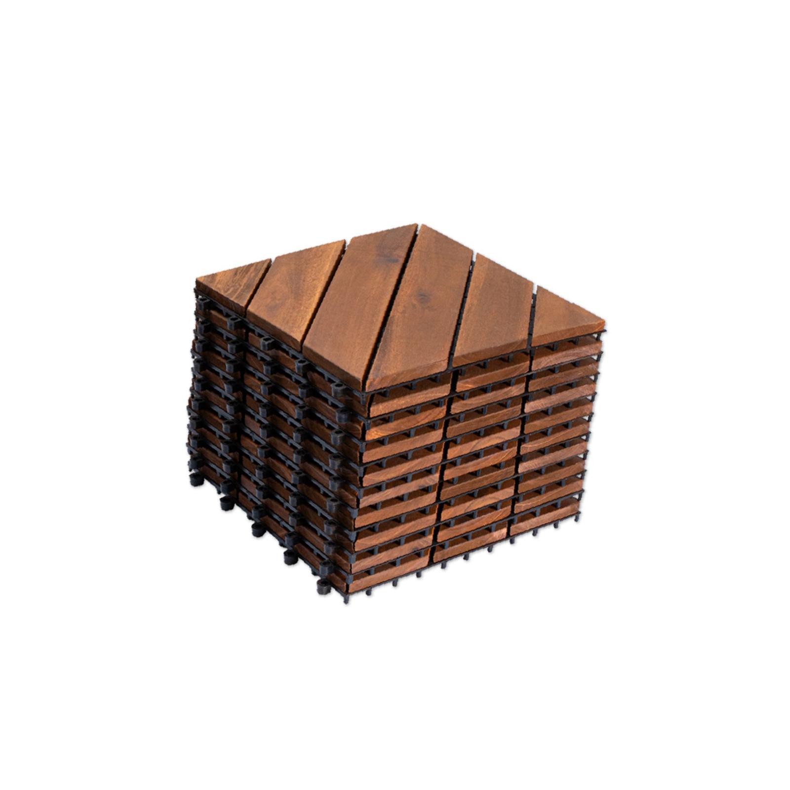 10 PCS Interlocking Deck Tiles Diagonal Pattern, 12″ x 12″ Acacia Wood Tiles